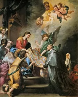Murillo Collection: The Descent of the Virgin Mary to Reward St