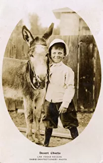 Vegas Collection: Desert Chums, boy and donkey, Las Vegas, Nevada, USA