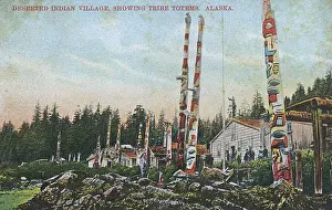 Totem Prints: Deserted Native American village, Alaska, USA