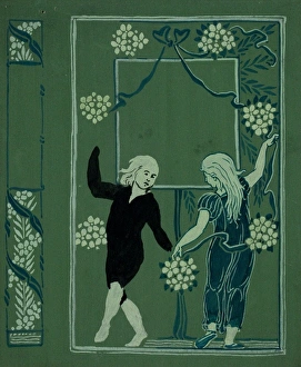 Images Dated 5th November 2013: Design for book cover, girl and boy dancing