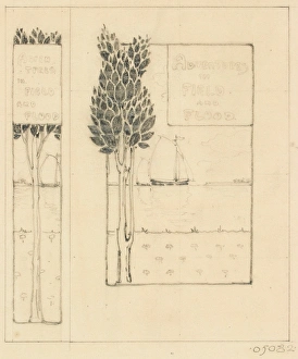 Images Dated 29th October 2013: Design for book cover with tree and ship