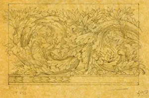 Design for carpet border with leaves