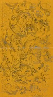 Design for carpet filling with leaves and flowers