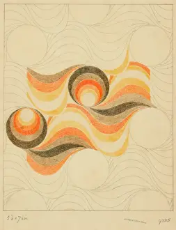 Circles Prints: Design for carpet in orange, yellow and brown