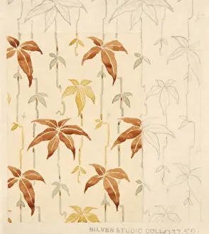 Muted Prints: Design for dress silk or print with leaf pattern