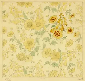 Backing Prints: Design for dress silk or print with yellow flower
