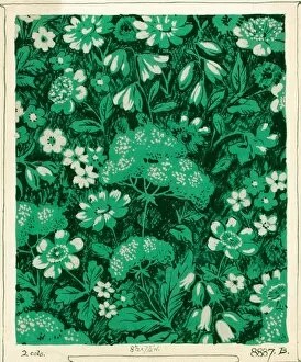 Images Dated 29th October 2013: Design for Dress silkor print with green flowers
