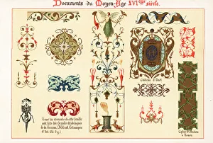 Design elements from manuscripts of the 16th century
