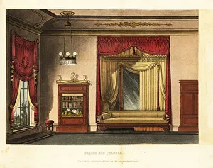 Furnishings Prints: Design for a French bed chamber, 1815