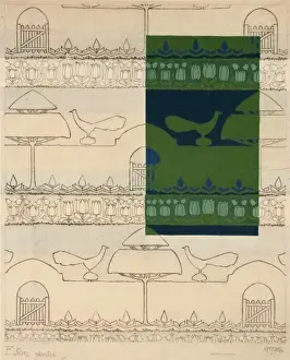 Tulips Prints: Design for frieze with garden pattern