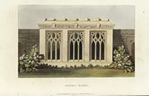 Images Dated 6th June 2019: Design for a gothic dairy for a stately home, 1821