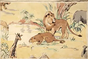 Design for printed textile with animals