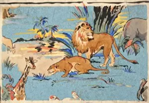 Design for printed textile with animals
