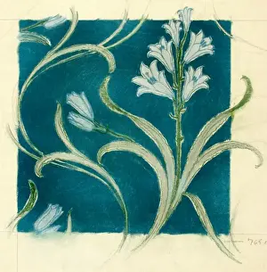 Bluebell Prints: Design for Printed Textile in blue and green