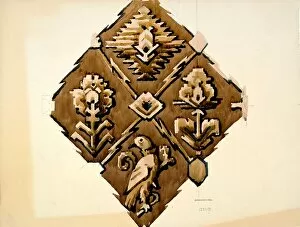 Images Dated 29th October 2013: Design for Printed Textile in brown and beige