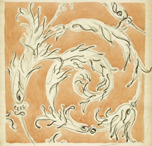MoDA - Museum of Domestic Design & Architecture Gallery: Design for Printed Textile in orange and white