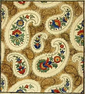 Charcoal Gallery: Design for Printed Textile with paisley pattern