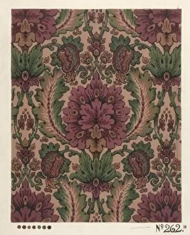 Design for Printed Textile in purple and green
