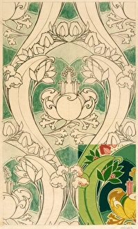 Images Dated 5th November 2013: Design for printed textile with stylised flowers