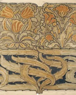Design for textile or wallpaper with flowers