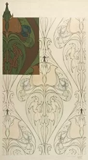 Acanthus Gallery: Design for Textile or Wallpaper in green and brown