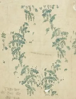 MoDA - Museum of Domestic Design & Architecture Gallery: Design for Textile or Wallpaper with green leaves