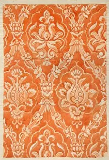Images Dated 12th November 2013: Design for Textile or Wallpaper in orange and white