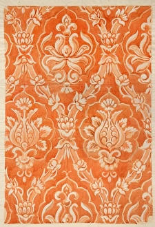 MoDA - Museum of Domestic Design & Architecture Gallery: Design for Textile or Wallpaper in orange and white