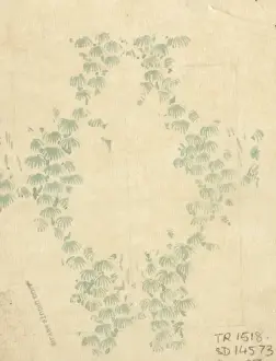 Design for Textile or Wallpaper with pale green leaves