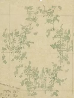 MoDA - Museum of Domestic Design & Architecture Gallery: Design for Textile or Wallpaper with pale green leaves