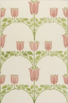 Ingres Gallery: Design for Textile or Wallpaper with tulips