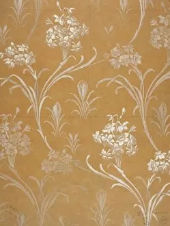 Images Dated 12th November 2013: Design for Textile or Wallpaper in white and gold