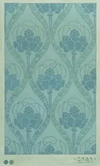 Repeated Prints: Design for Wallpaper in blue and green