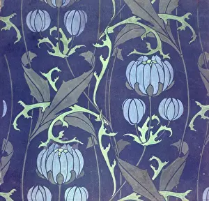 Design for Wallpaper in blue, purple, green and grey