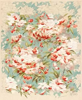 Images Dated 29th October 2013: Design for Wallpaper with flowers and berries