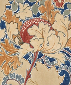 Images Dated 29th October 2013: Design for Wallpaper with flowers and leaves