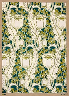 Images Dated 29th October 2013: Design for Wallpaper in green and cream