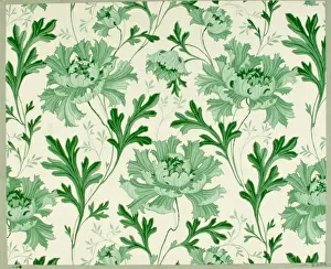 Design for Wallpaper with green flowers
