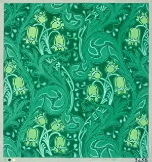 Images Dated 29th October 2013: Design for Wallpaper with green flowers
