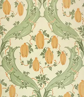 Pods Prints: Design for Wallpaper in green and orange