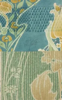 Design for Wallpaper with leaves and flowers