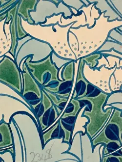 Design for Wallpaper with leaves and flowers