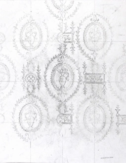 MoDA - Museum of Domestic Design & Architecture Gallery: Design for Wallpaper with vases of flowers