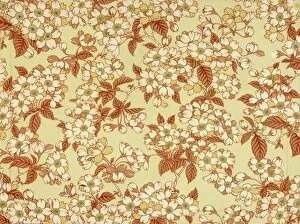 Design for Wallpaper in white, brown and green