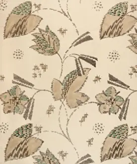 Charcoal Prints: Design for Woven Textile in beige and green