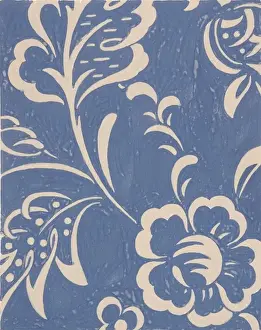 MoDA - Museum Of Domestic Design And Architecture Prints: Design for Woven Textile in blue and white