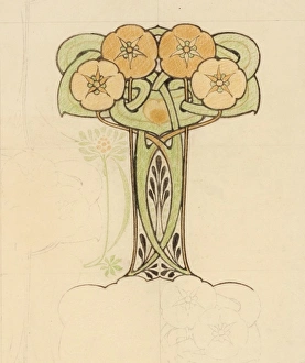 Design for woven textile with four flowers