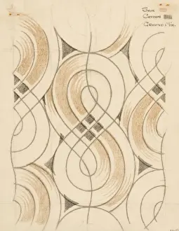 Curve Prints: Design for Woven Textile in grey and beige