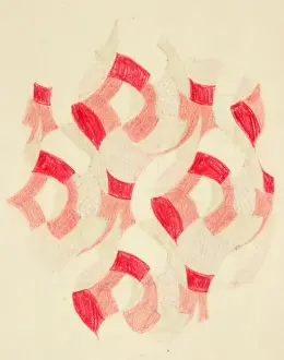 Design for woven textile in red and pink