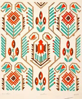 Jazzy Prints: Design for Woven Textile in red and turquoise